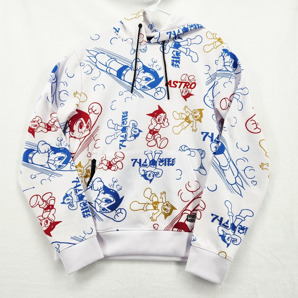 Lot29 Astro Boy Hoodie Mens Medium White All Over Print Anime Sweatshirt‎ M
